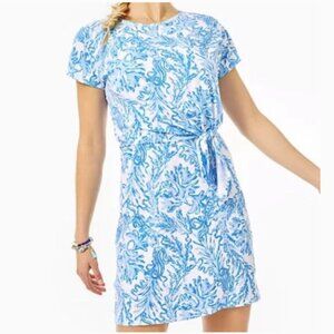Lilly Pulitzer Inka Dress - Resort White Aqua Lounge Blue Size Large NWT